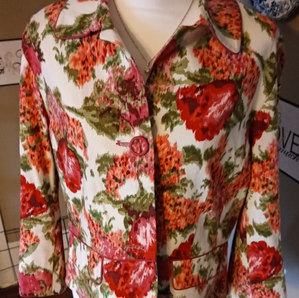 3/20 Bandolino Fitted Floral Jacket Size 14 Large